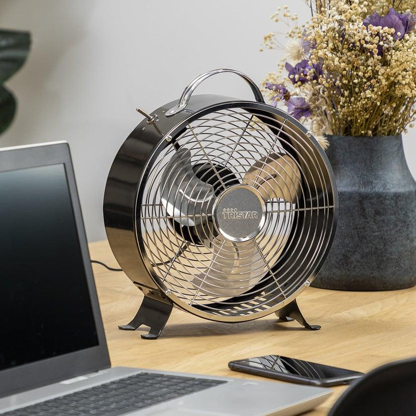 lampenwelt Vintage-Tischventilator VE5966 schwarz