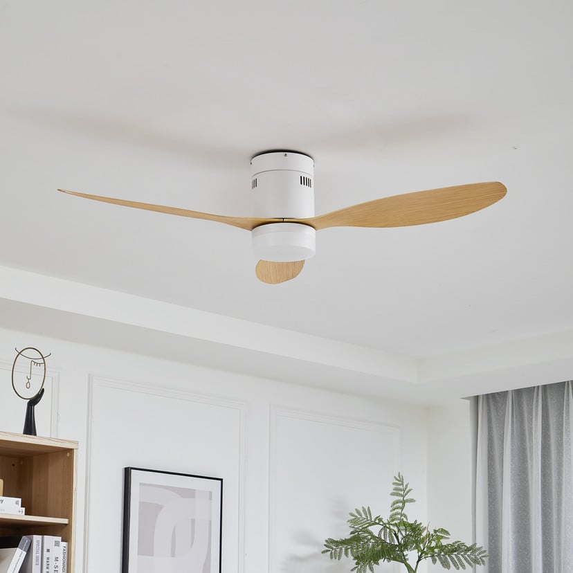 lampenwelt Lucande LED-Deckenventilator Kayu weiß DC leise 132 cm Begrenzte Freigabe