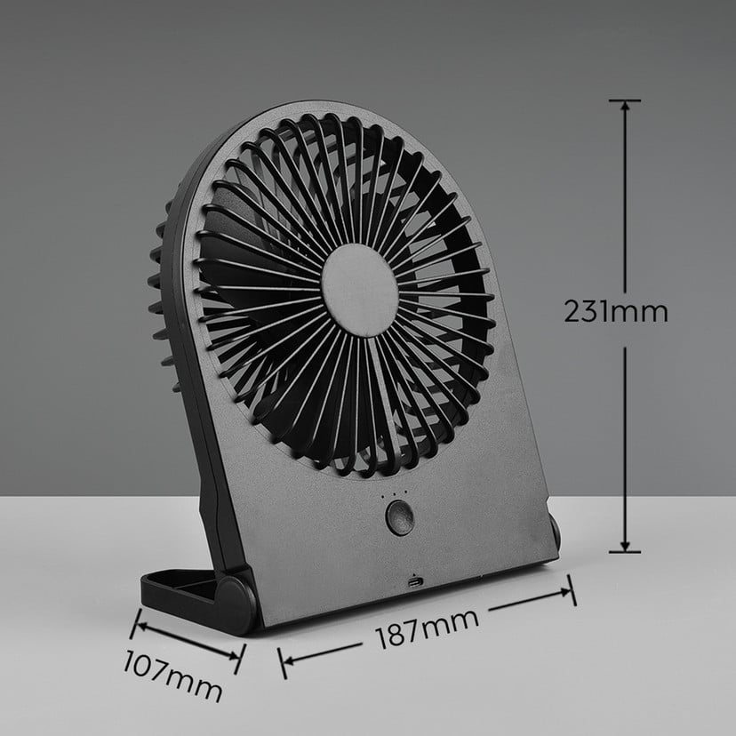 lampenwelt Akku-Tisch-Ventilator Breezy schwarz leise Letzte 2 Tage