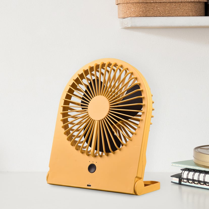 lampenwelt Akku-Tisch-Ventilator Breezy gelb Bis zu 50% Rabatt