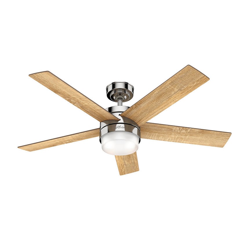 lampenwelt Hunter Claudette Ventilator mit Licht eiche/nickel Vierteljährliche Förderung